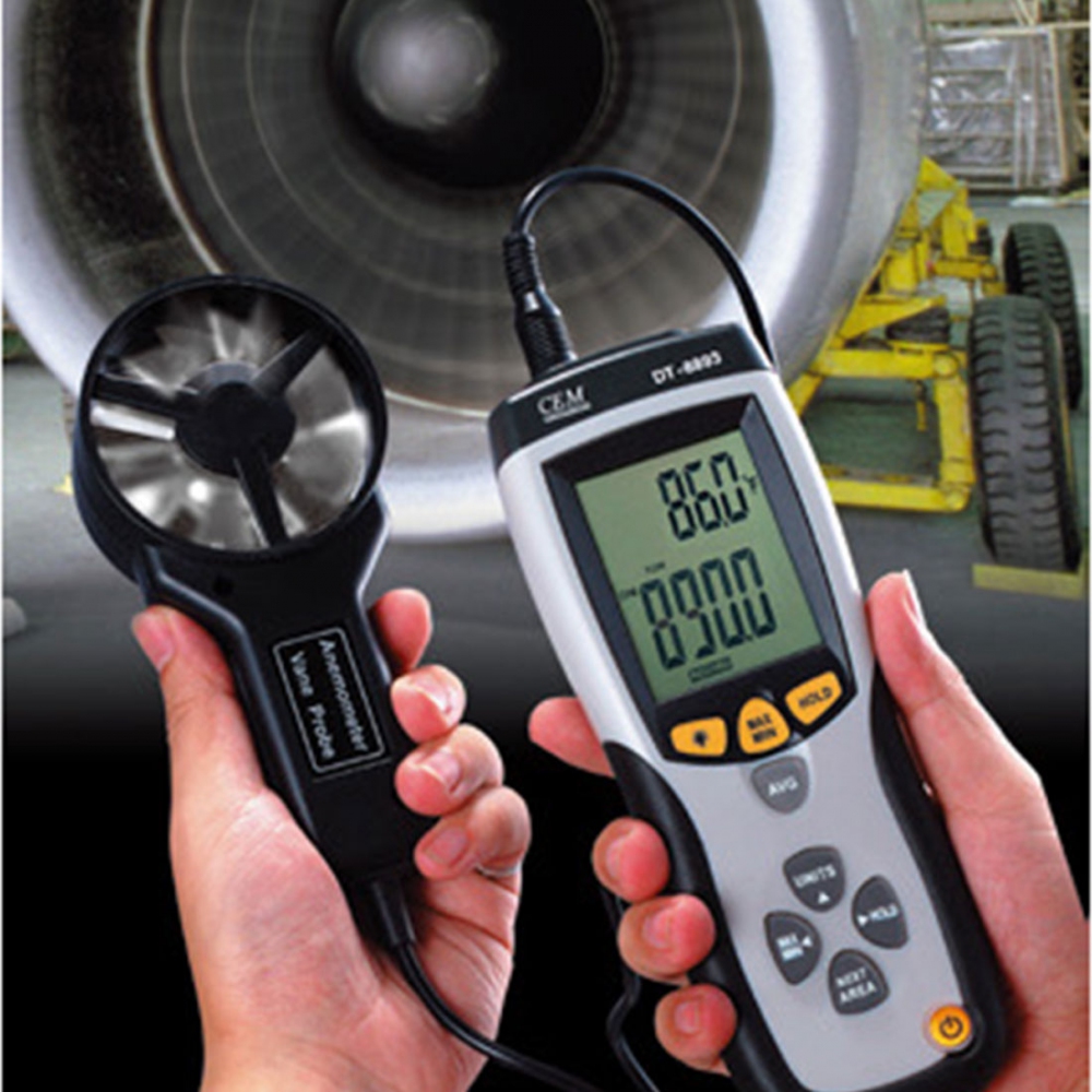 CEM DT-619 Thermo Anemometer Vane Wind Speed CFM CMM Air Flow Temperature Meter 