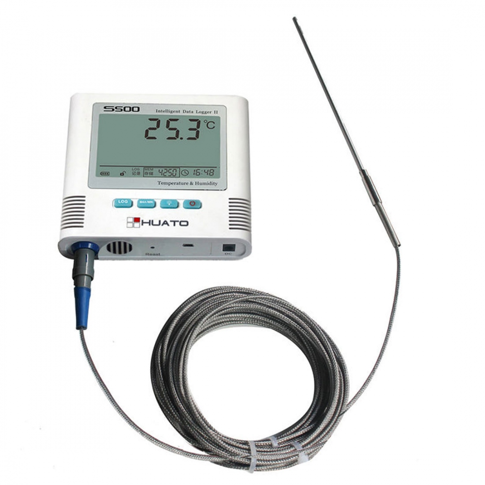 Huato S500EPT Alarm Temperature Data Logger with External PT100 Probe (100+100℃) T/H Data