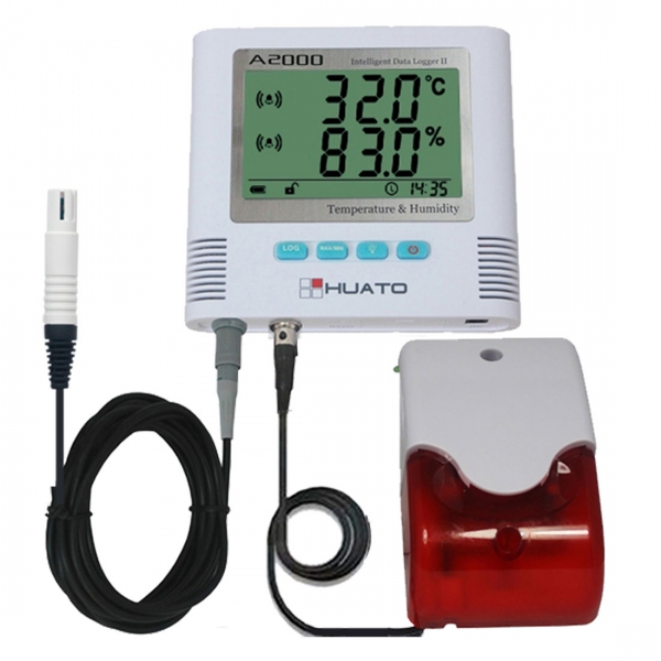Huato A2000-EX-A01 Wall Mounted LCD Thermo-hygrometer External Sensor & Alarm (Accuracy: ±0.5℃)