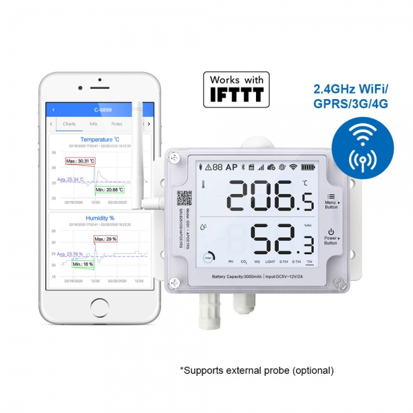 UbiBot GS1-AL4G1RS Industrial-Grade WIFI SIM Temperature Humidity Light Data Logger IoT System