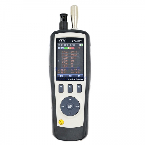 CEM DT-9880M 4-in-1 Air Particle Counter, Temperature, Humidity, Mass Concentration w/ LCD & Camera 