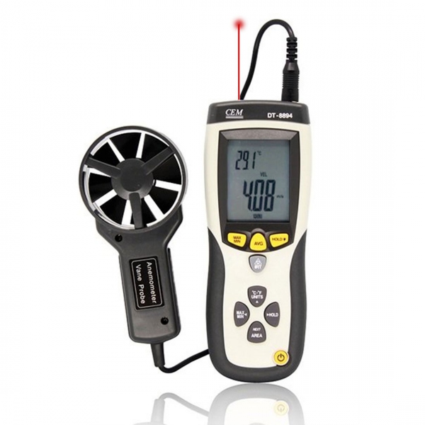 CEM DT-8894 CFM/CMM Thermo-Anemometer with InfraRed Thermometer & PC software (70mm Vane)