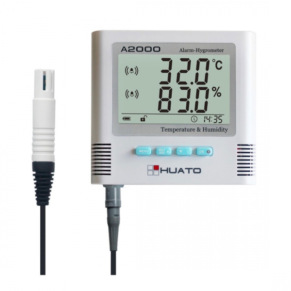Huato A2000-EX Wall Mounted LCD Alarm Thermo-hygrometer External Sensor (Accuracy: ±0.5℃)