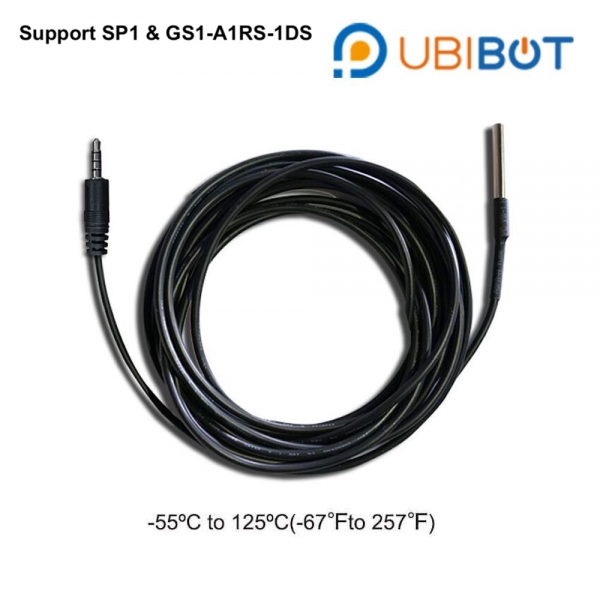 UbiBot DS18B20-Audio Waterproof Temperature Probe (-55℃ to 125℃) 3m or 5m shielded cable for SP1 GS1-A1RS-1DS 