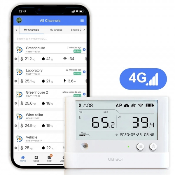 UbiBot WS1-Pro WIFI SIM Temperature Humidity Light Data Logger IoT System