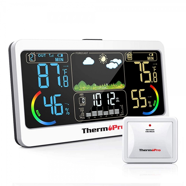 ThermoPro TP68B Wireless Colour Weather Station with Indoor Outdoor Temperature Humidity