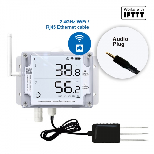 UbiBot GS1-AETH1RS Industrial-Grade WIFI RJ45 Temperature Humidity Light Data Logger w/ Soil Probe