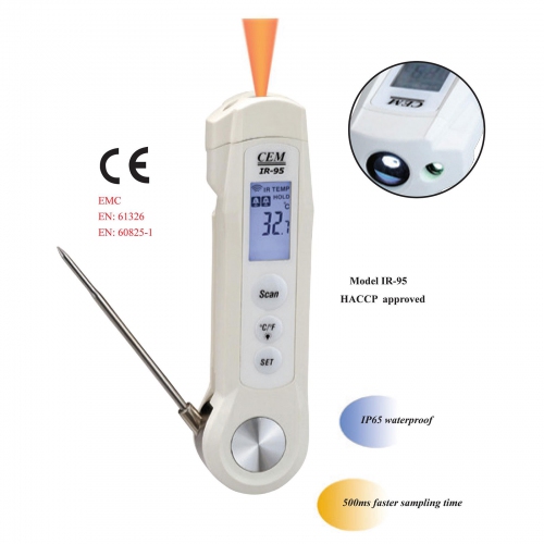CEM IR-95 Food Safety Infrared Thermometer with Probe, -40~280ºC 4:1