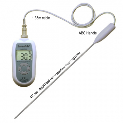 Invesible 3306 Digital handheld Thermometer with 475mm long SS304 probe