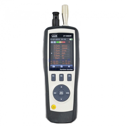 CEM DT-9880M 4-in-1 Air Particle Counter, Temperature, Humidity, Mass Concentration w/ LCD & Camera 