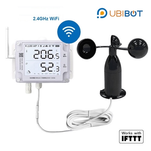UbiBot GS1-A1RS Industrial-Grade WIFI Temperature Humidity Light Data Logger w/ Wind Speed Sensor