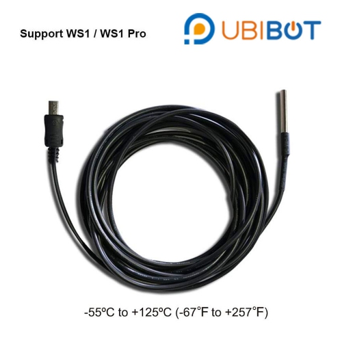 UbiBot DS18B20 Waterproof Temperature Probe (-55℃ to 125℃) 3m or 5m shielded cable for WS1 & WS1 Pro