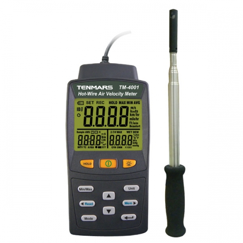 Tenmars TM-4002 Hot-Wire Anemometer Air Velocity Meter with Temp & Humidity