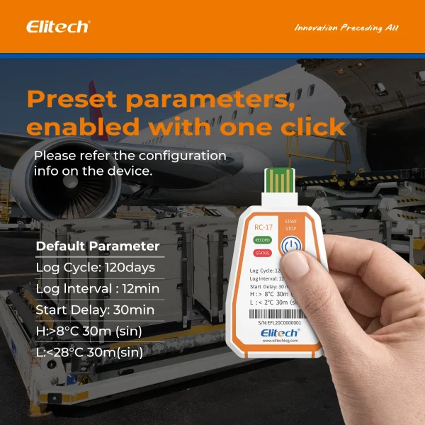 Elitech RC-17-11 Elitech RC-17 Single Use USB Temperature PDF Data Logger Waterproof IP67 -30~ 70℃ (Lot of 10)