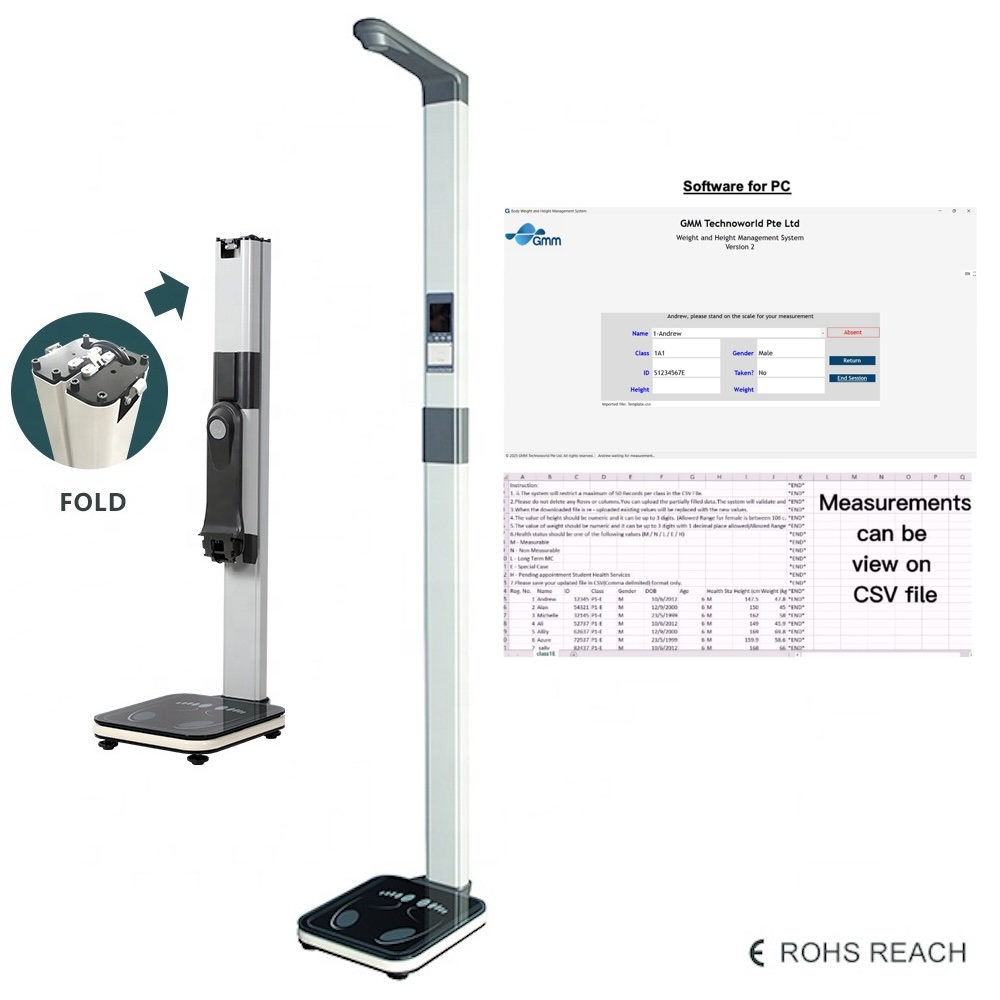 Bmi Ruler Scale Ultrasonic Best Height And Weight Machine Foldable BMI Scale