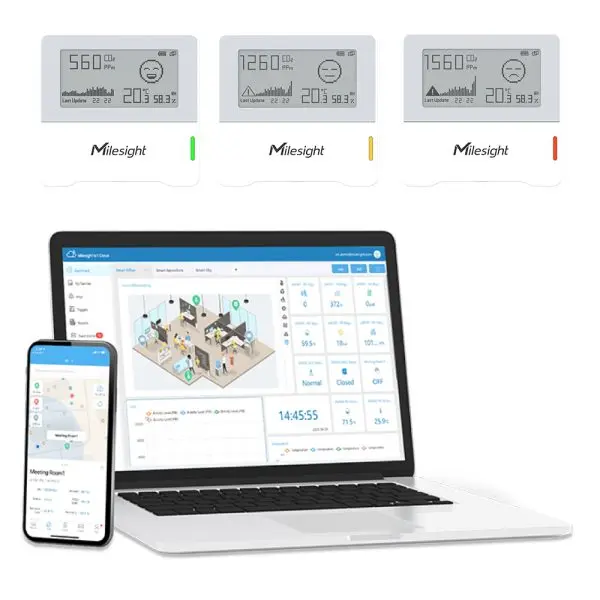 Milesight_AM103-17 Milesight AM103-915M 3-in-1 Indoor Air Quality CO2 Temp %RH LoRaWAN Sensor