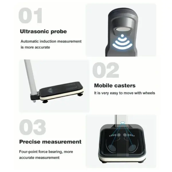 GMM H08F Ultrasonic Height, Weight and Fat Analyzer Foldable BMI Scale c/w Thermal Printer and PC interface software