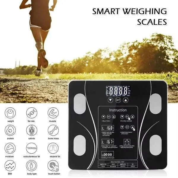 GMM-JW29 Digital Bluetooth Smart Body Scale Fat BMI Weighing Scale (Black)