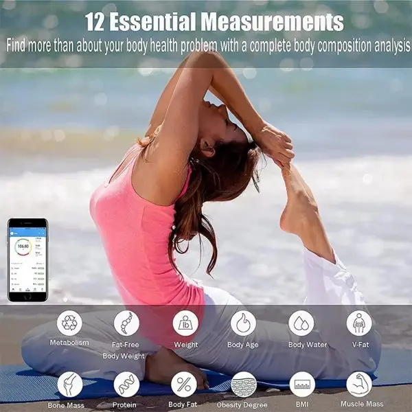 Digital Bluetooth Smart Body Scale Fat BMI Weighing Scale (White)