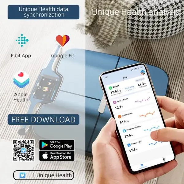 GMMCF577-19 GMM CF577BLE Bluetooth WIFI 8 Electrode Smart Body Composition Scale FREE Ultrasonic Height Measuring Ruler