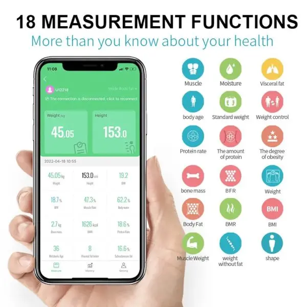 BYH-01BT-16 GMM H01BT Smart Body Fat Scale Ultrasonic Height and Weight Machine (Bluetooth)