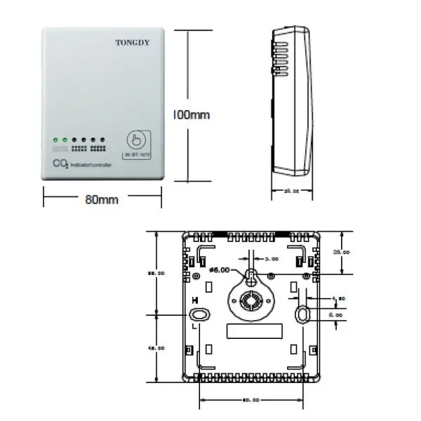 F2000TSM-CO2-L12 Tongdy F2000TSM-CO2-L110-N-02 Wall mounted CO2 Indicator Controller