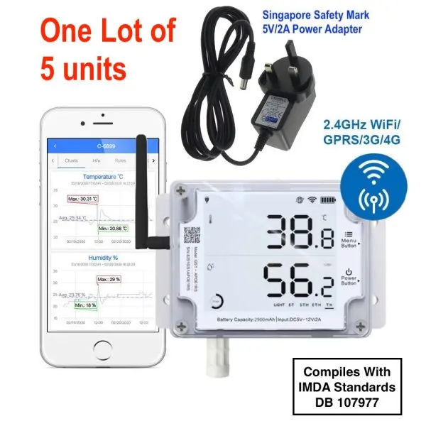 GS1-A4G-10-IMDA-Lotof5 Temperature Humidity Detecting System