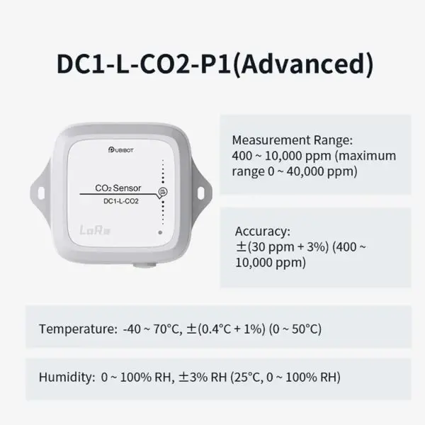 DC1-L-CO2-04 UbiBot DC1-L-CO2-P1 LoRa Smart CO2 Temperature and Humidity Sensor