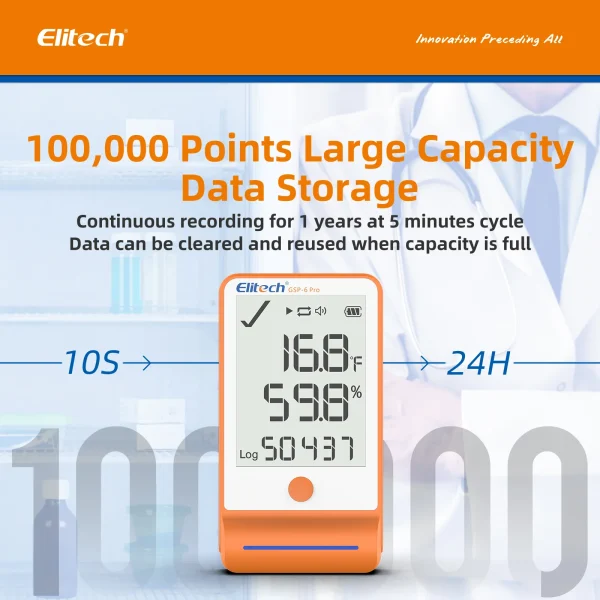Eltech GSP-6Pro-15 Elitech GSP-6Pro Temperature and Humidity Datalogger Detachable Probe -40~ 85℃