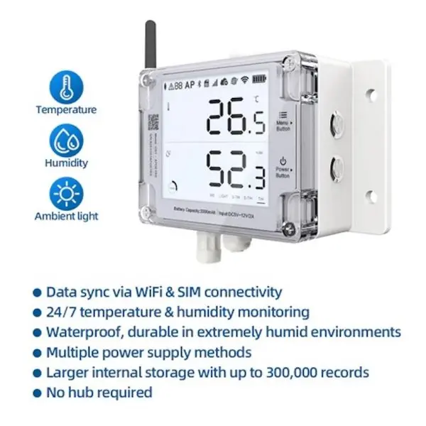 GS1-AL4G1RS1V2-13 UbiBot GS1-AL4G1RS Version 2 Industrial-Grade WIFI 4G Temperature Humidity Light Data Logger IoT System