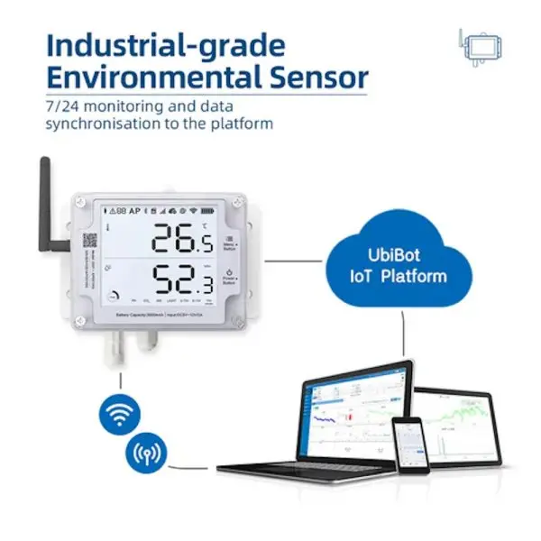 GS1-AL4G1RS1V2-15 UbiBot GS1-AL4G1RS Version 2 Industrial-Grade WIFI 4G Temperature Humidity Light Data Logger IoT System