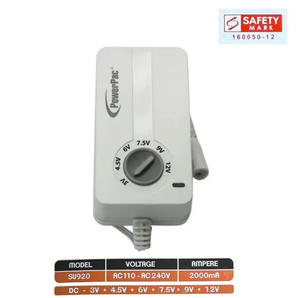 PowerPac SU920-11 PowerPac AC/DC Power Adapter 3V ~ 12VDC 2000mA (SU920)