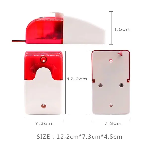 Mini_Strobe_Siren-14 Wired Mini Strobe Light Siren Sound Alarm with Volume Adjustment
